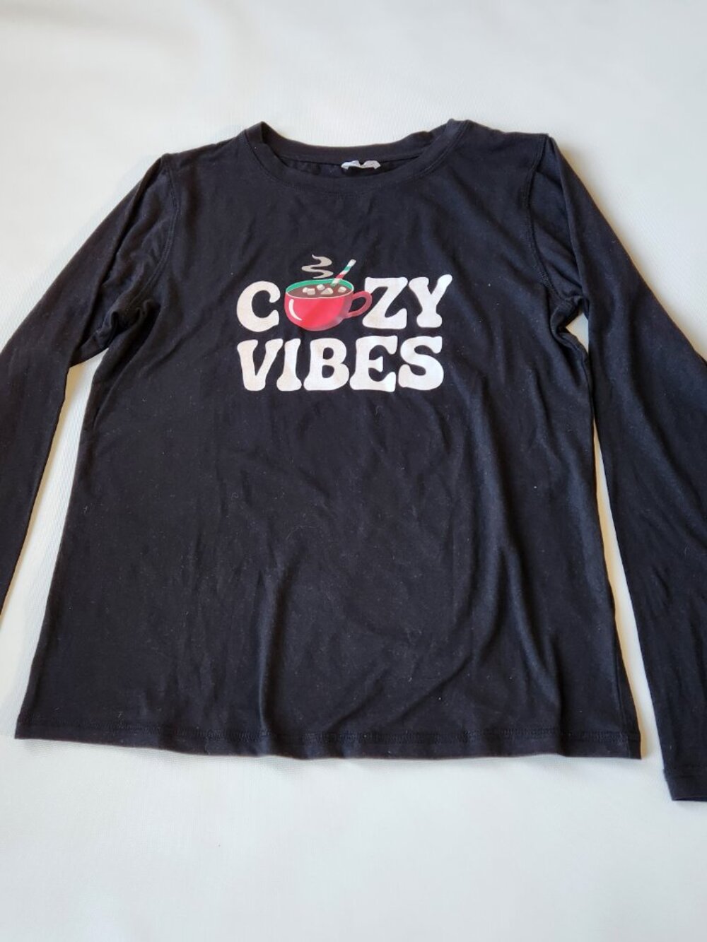 Women's Cozy Vibes Pajama Set Black Graphic Top Buffalo Plaid Lounge Pants Soft - Picture 3 of 11